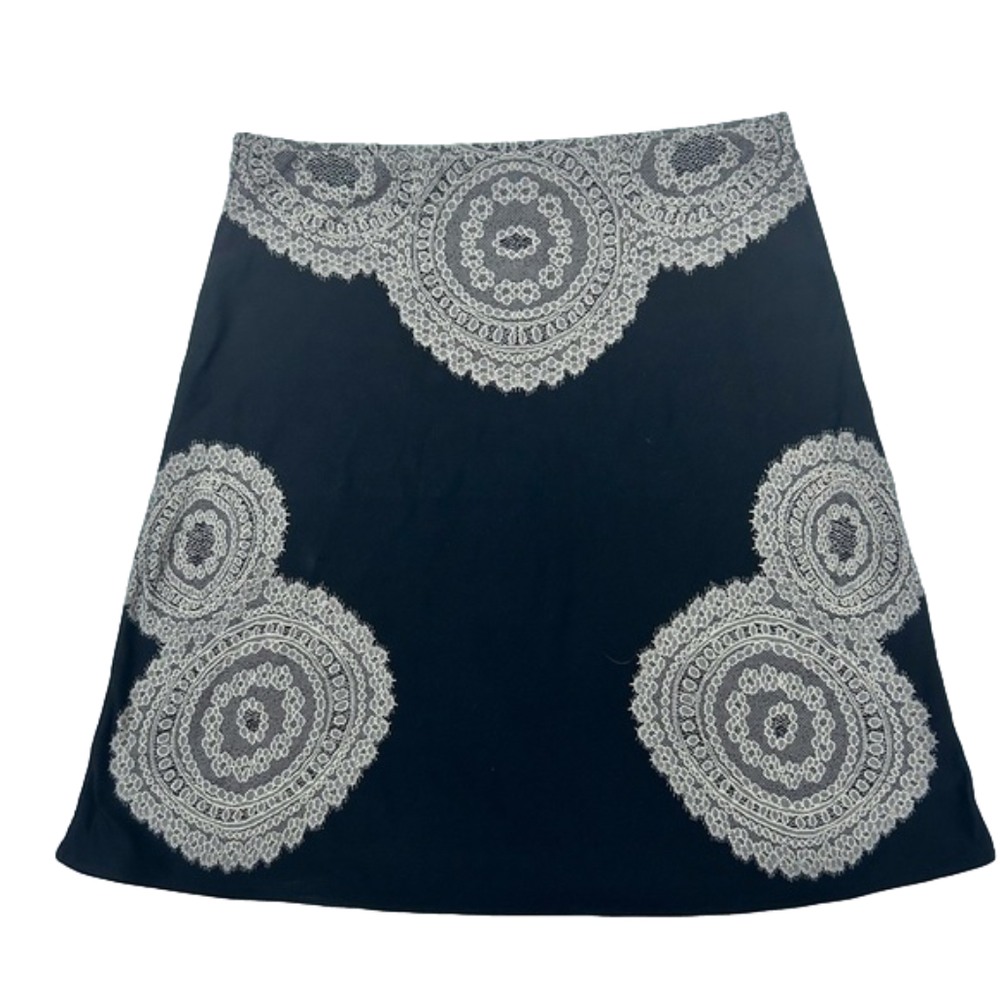 Wolford Black A-line magic skirt with Beige lace details